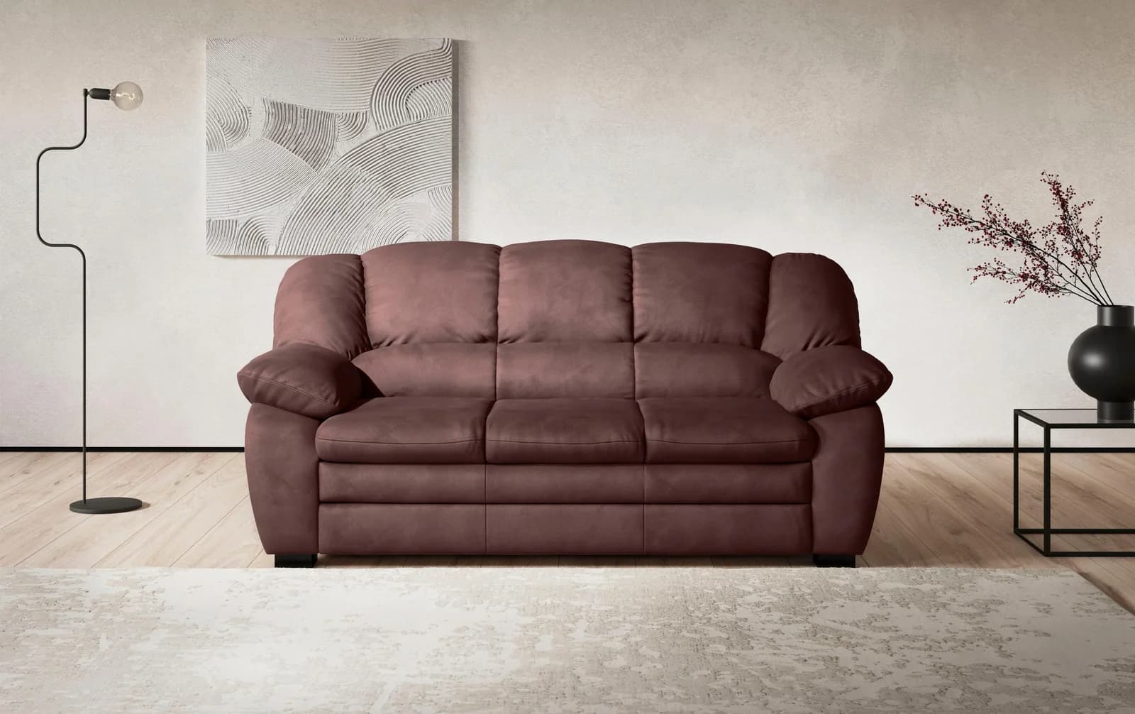 COTTA Casino 2,5-Sitzer Sofa Braun Luxus-Microfaser