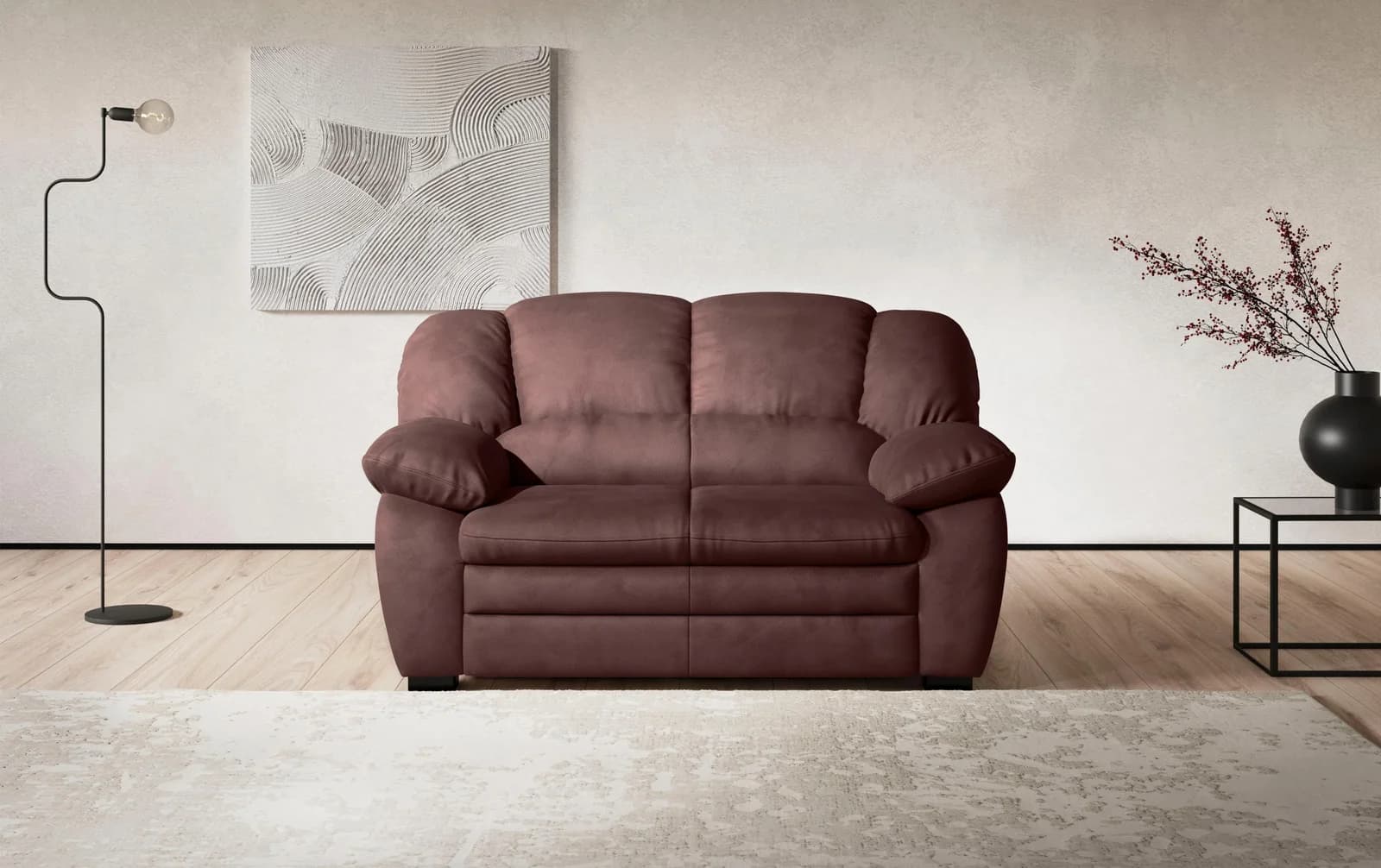 COTTA 2-Sitzer Sofa Casino Braun Microfaser & Leder