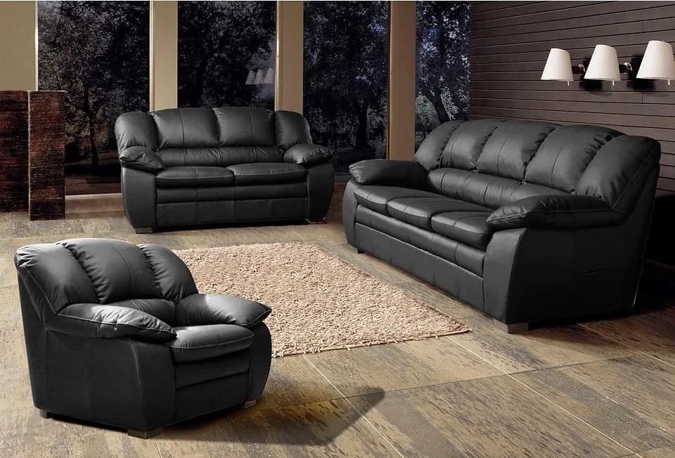 Polstergarnitur COTTA Casino 3-teilig Schwarz Sofa Set