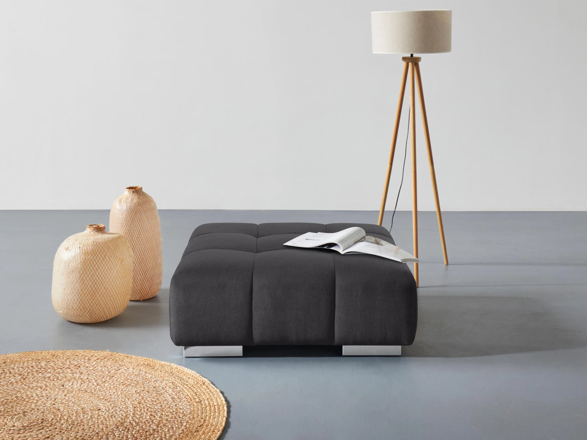 COTTA Hocker Orion Braun Polyester Handgefertigt