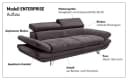 COTTA Enterprise 3-Sitzer Sofa Schwarz mit Arm- und Kopfteilverstellung Bild 3