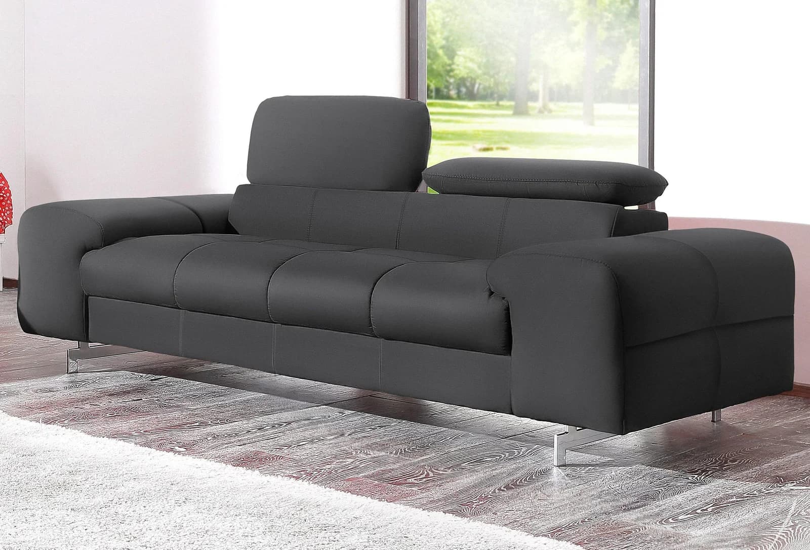 COTTA 2-Sitzer Sofa Schwarz mit Kopfteilverstellung
