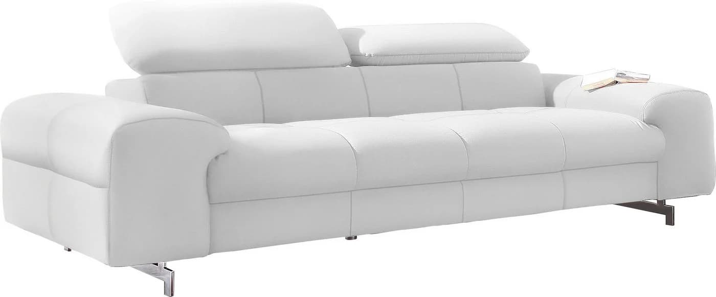 COTTA 3-Sitzer Sofa Chef Altweiß mit Kopfteilverstellung