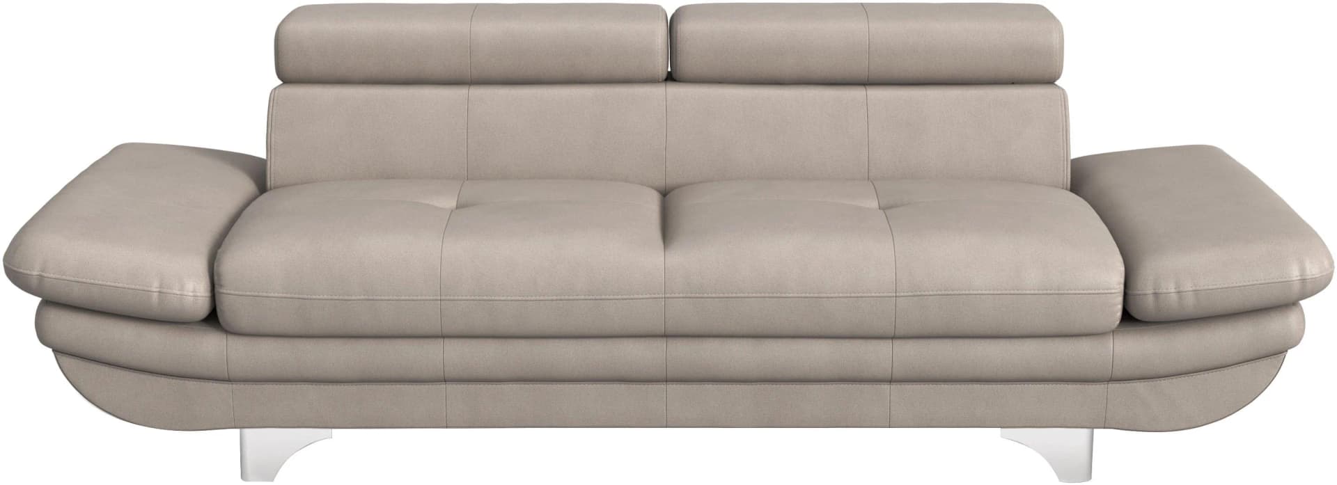 COTTA Enterprise 3-Sitzer Sofa Grau mit verstellbaren Arm- und Kopfteilen