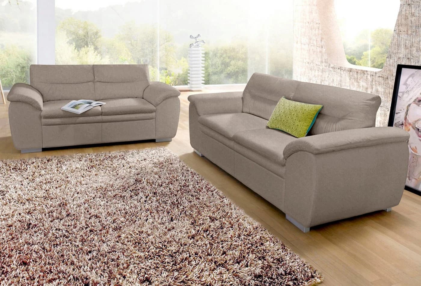 COTTA Polstergarnitur Leandra 2-Sitzer & 2,5-Sitzer Braun Holzwerkstoff - Bild 3