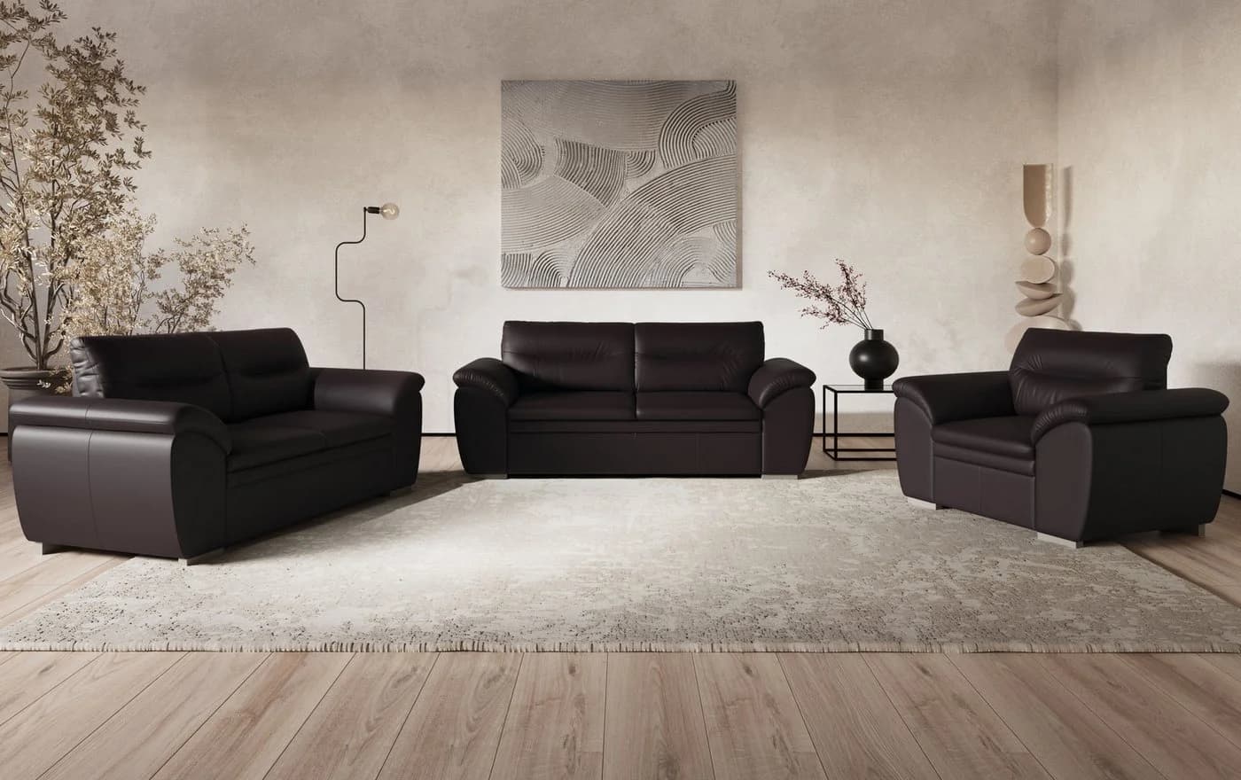 Polstergarnitur COTTA Leandra Braun Leder PAMPAS 2-Sitzer 2,5-Sitzer - Bild 2