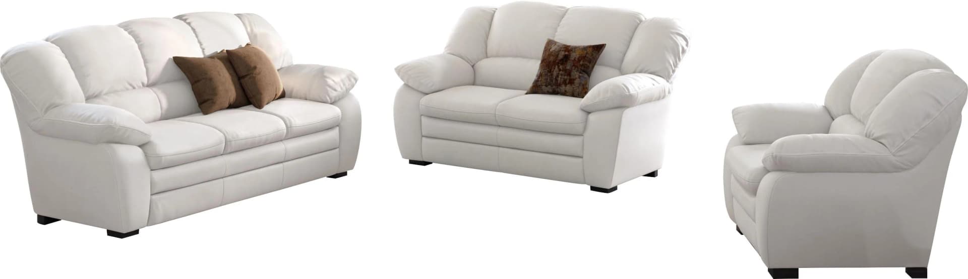 COTTA Polstergarnitur Casino Set Bianco 3-teilig Leder