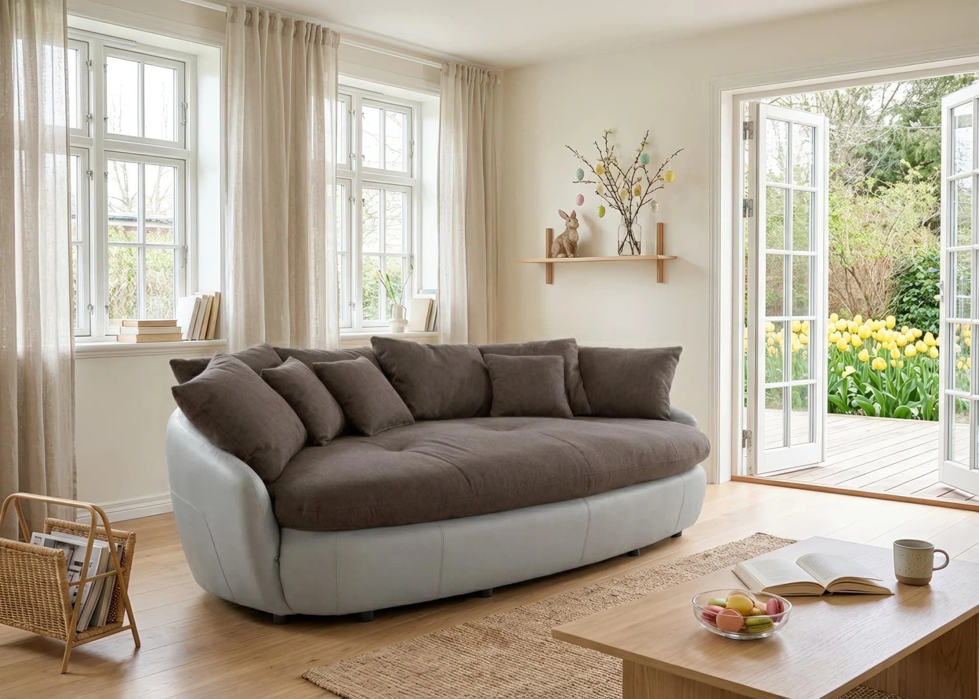 COTTA Big-Sofa Aruba XXL Luxus-Microfaser Grau/Schwarz