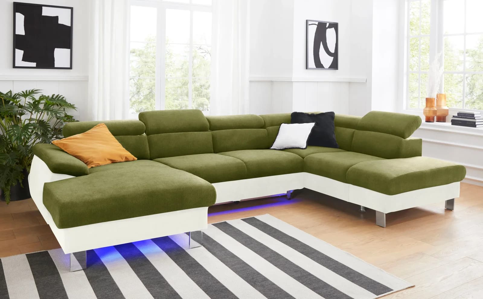 COTTA Wohnlandschaft Komaris U-Form Grün Creme