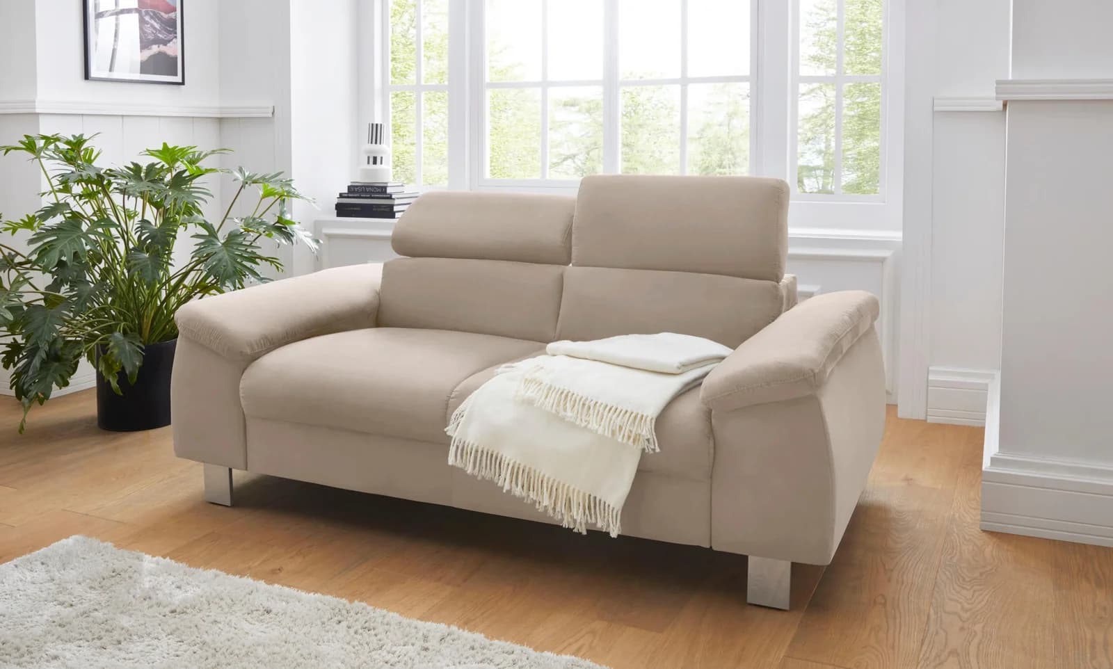 COTTA 2-Sitzer Sofa Komaris Beige mit Kopfteilverstellung