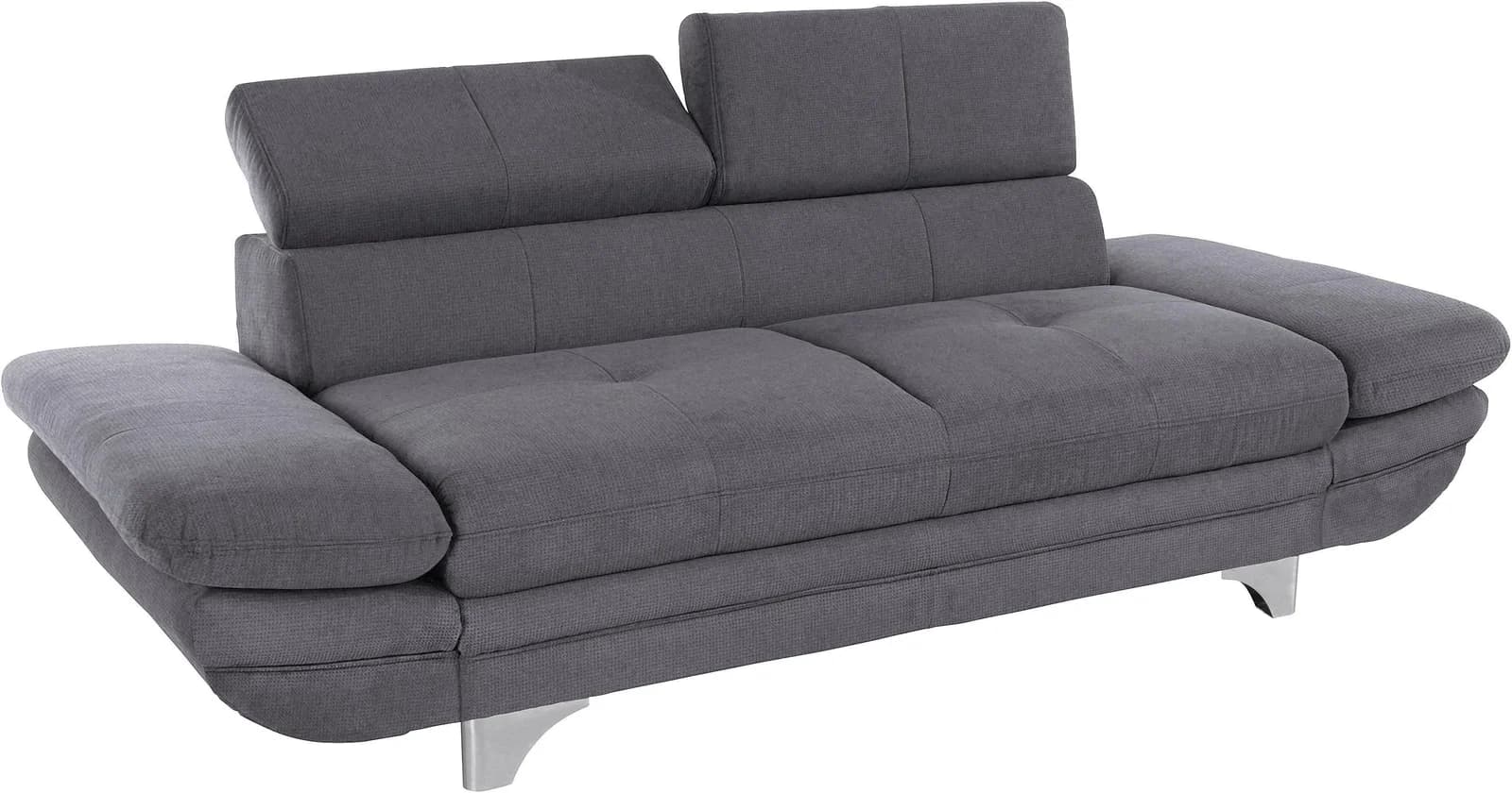 COTTA Polstergarnitur Enterprise Grau mit Hocker & Verstellfunktion