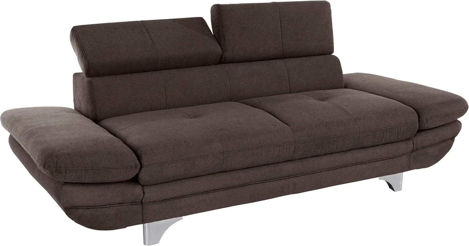 COTTA Polstergarnitur Enterprise Braun mit Verstellbaren Lehnen & Hocker
