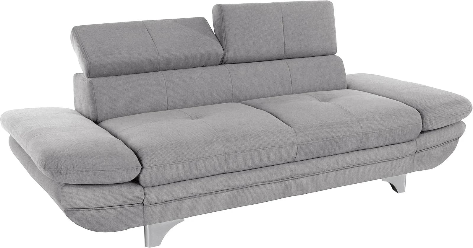 COTTA Polstergarnitur Enterprise Grau mit Hocker und Verstellfunktion