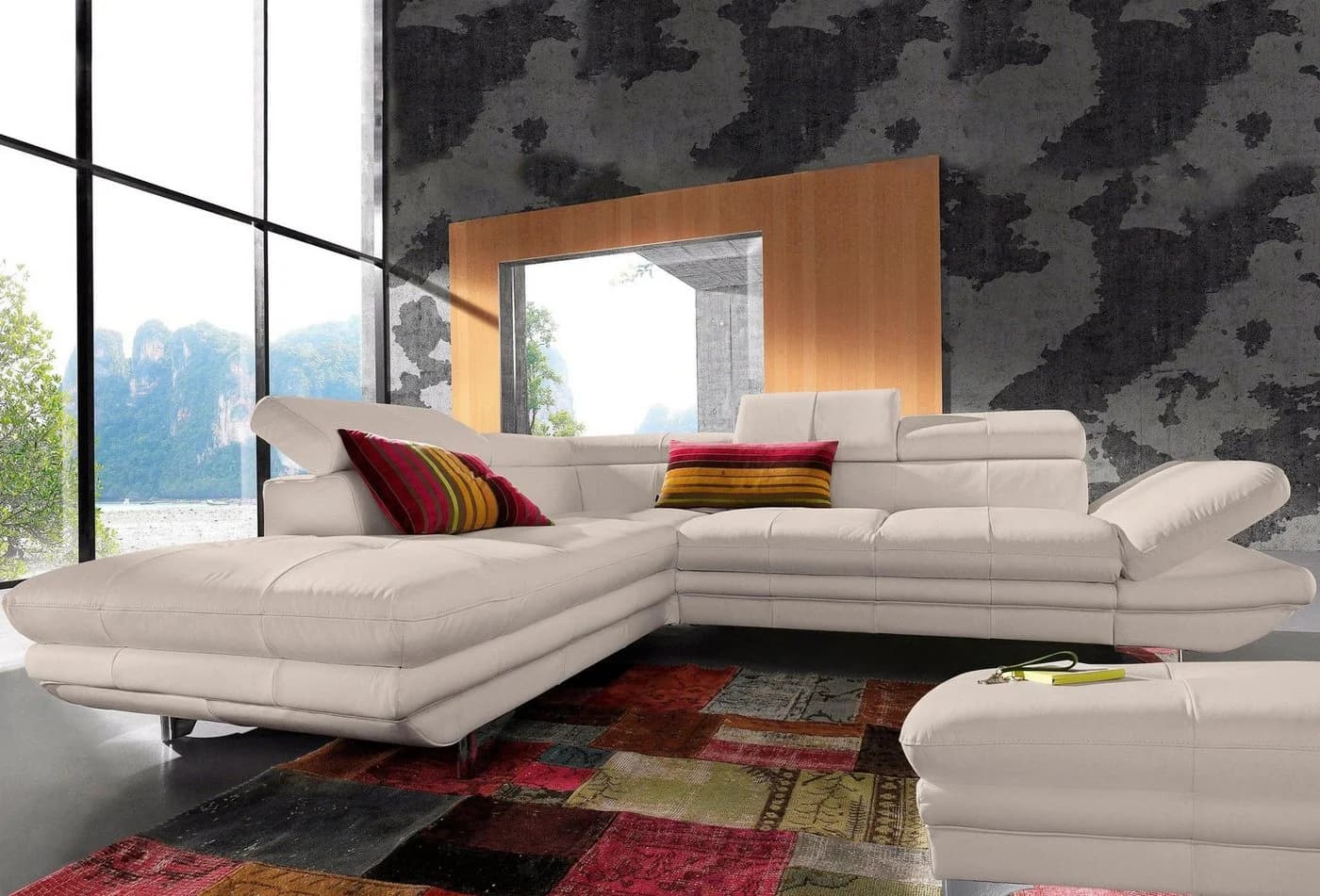 COTTA Polstergarnitur Enterprise L-Form Ecksofa mit Hocker beige - Bild 2