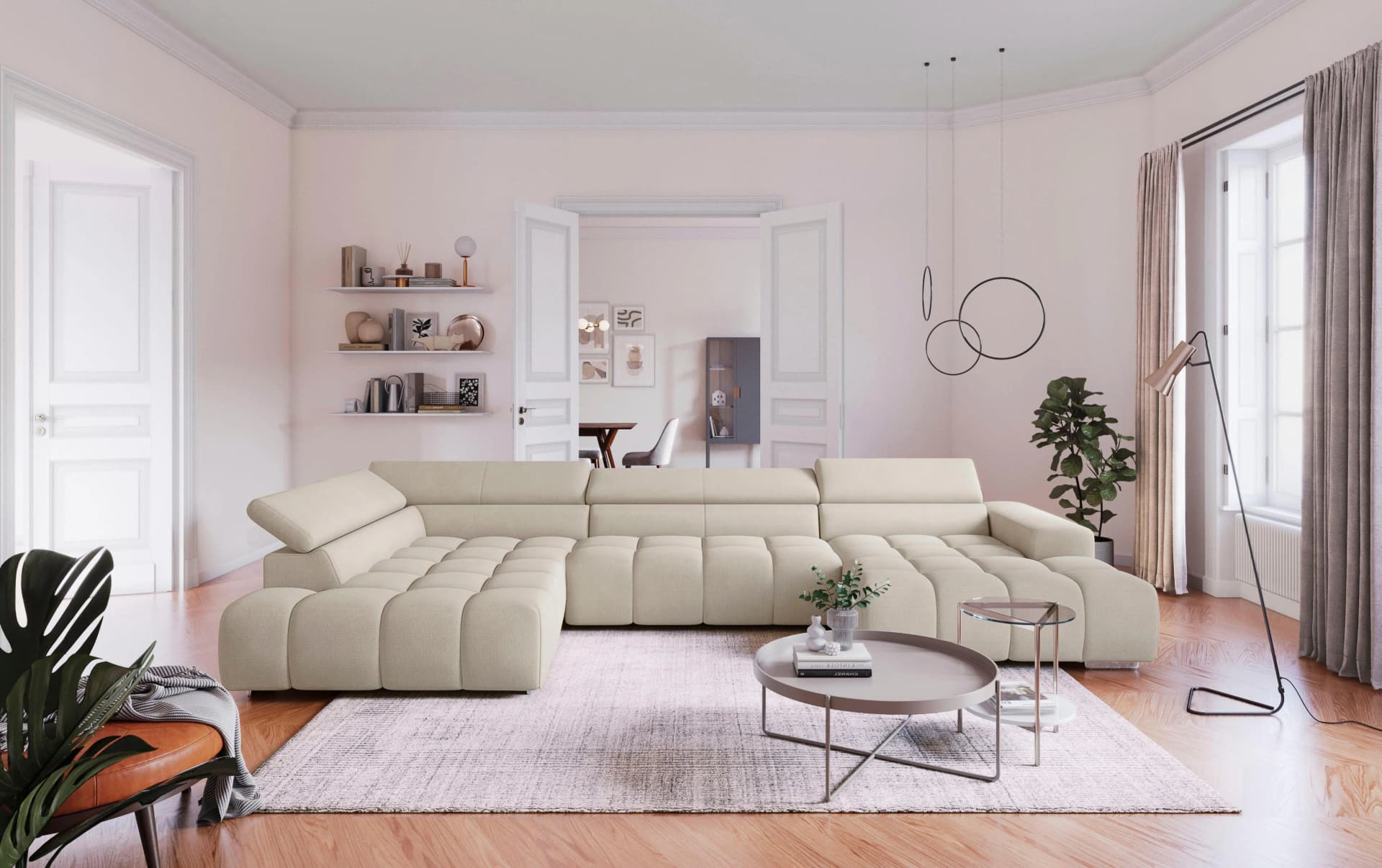 Wohnlandschaft COTTA Orion U-Form Nature 6 Sitzplätze
