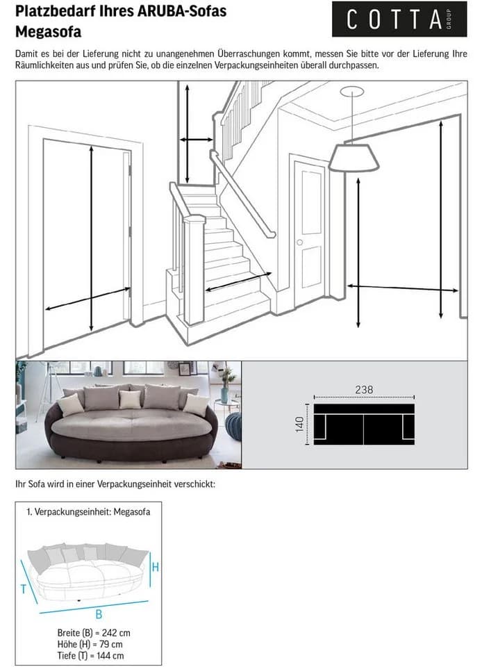 COTTA Big-Sofa Aruba XXL Anthrazit Luxus-Microfaser - Bild 5