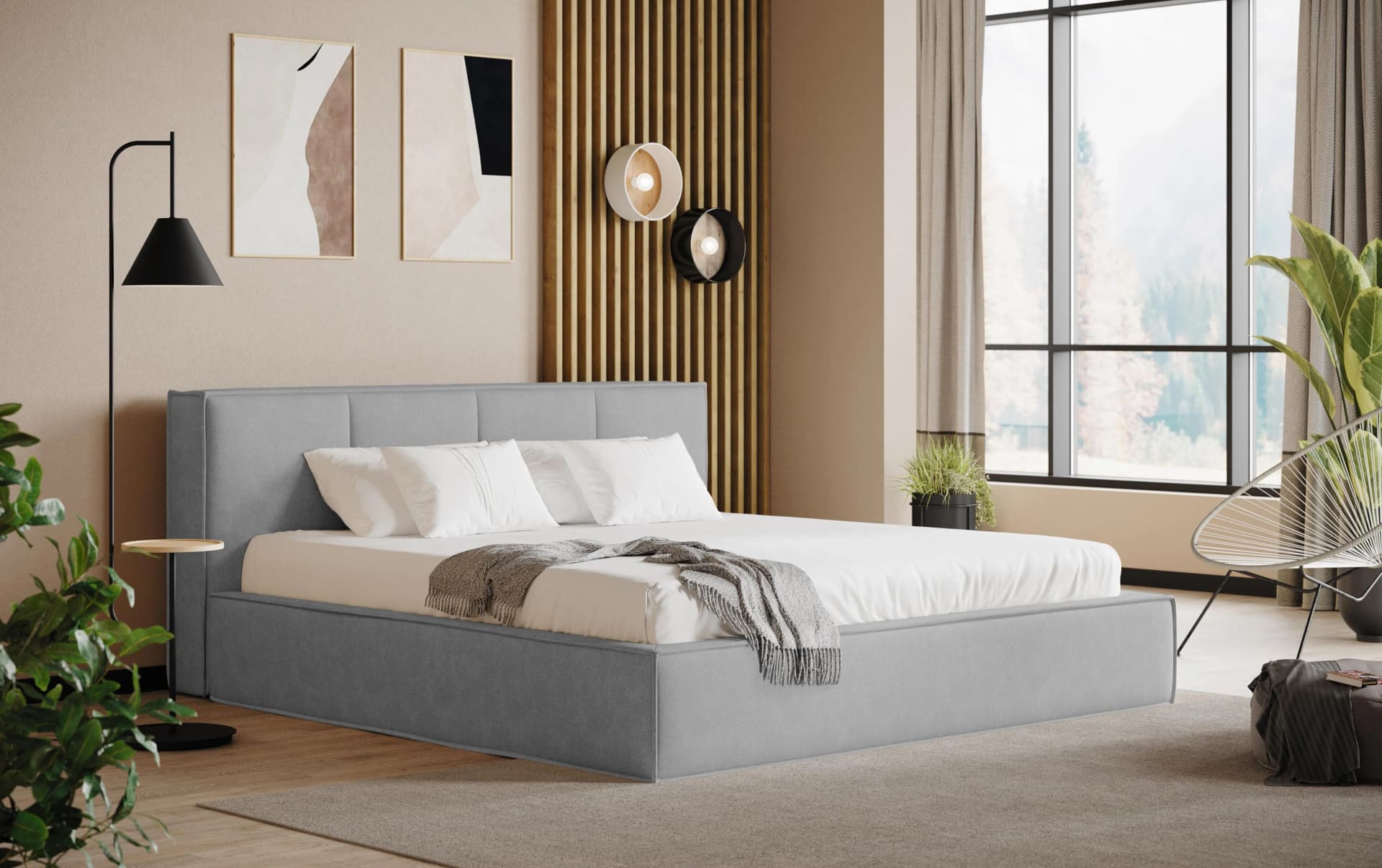 Polsterbett COTTA MILANO II inkl. Bettkasten light grau 180x200cm