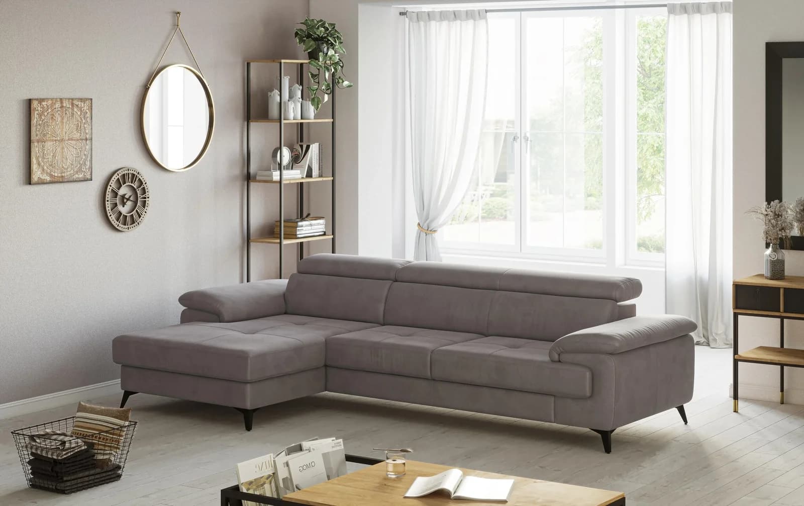 COTTA Ecksofa Astra L-Form 300 cm Dunkelgrau
