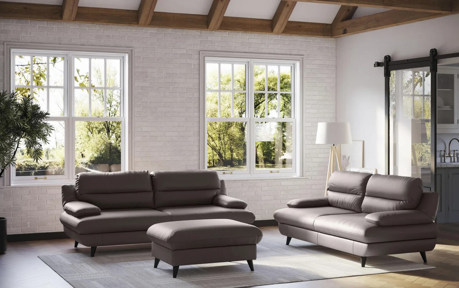 COTTA 2,5-Sitzer Sofa Cocoa Gedecktes Rindsleder