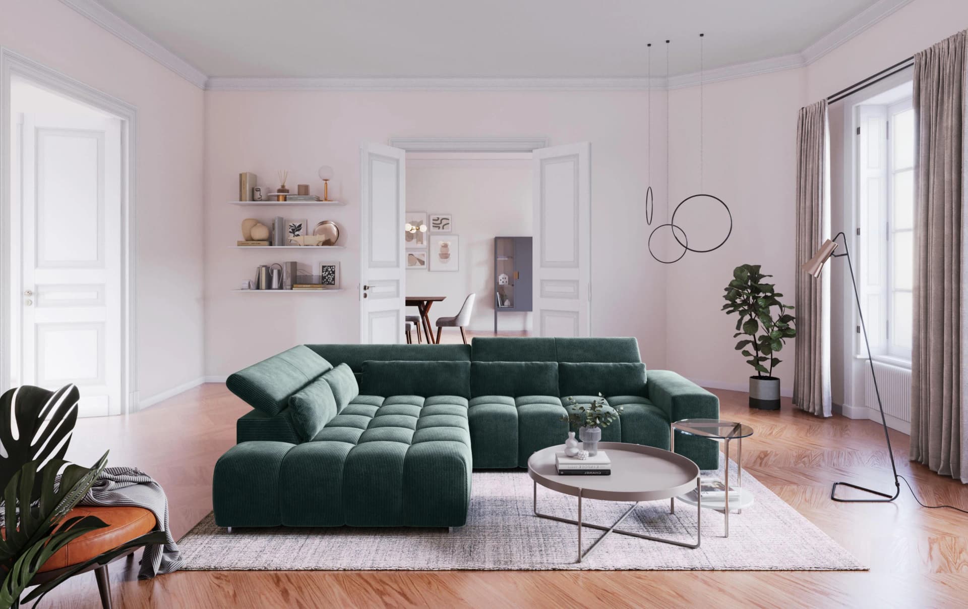 COTTA Ecksofa Orion L-Form Hunter 100% Polyester