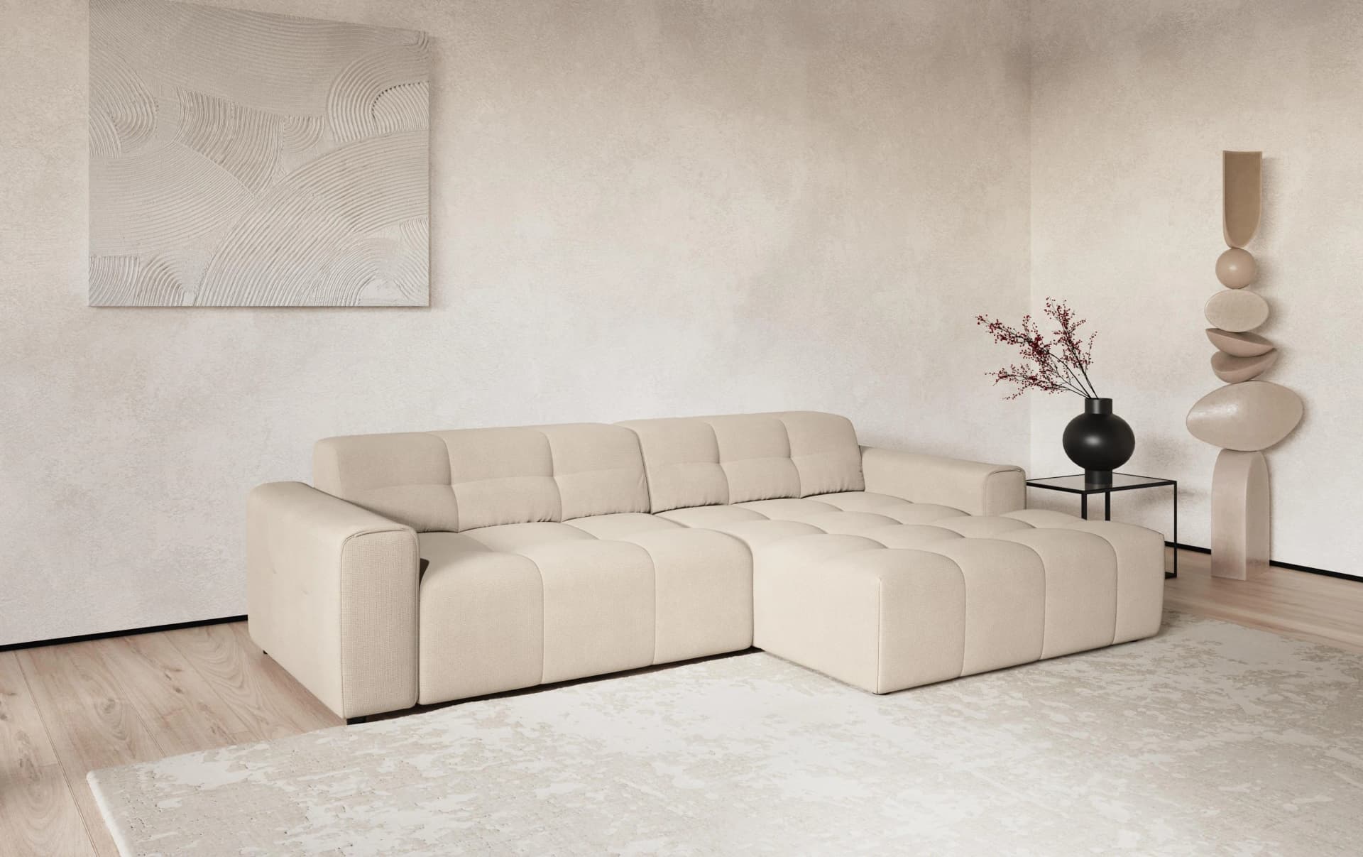 COTTA Ecksofa Sento Relaxfunktion Beige Chenille