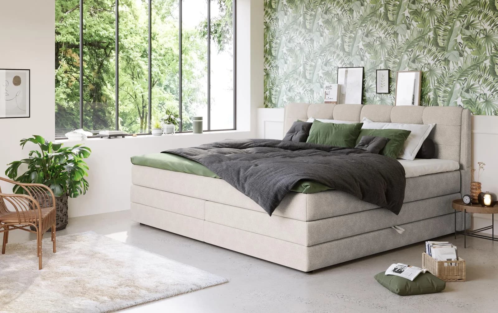 COTTA Boxspringbett Fort II mit Bettkasten und Topper Beige