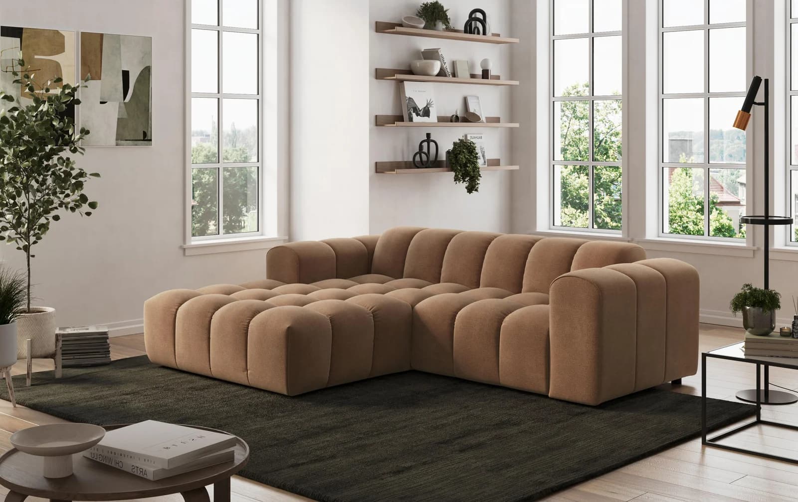 OTTO HOME Ecksofa Rocco L-Form Cognac Modernes Bubble-Design