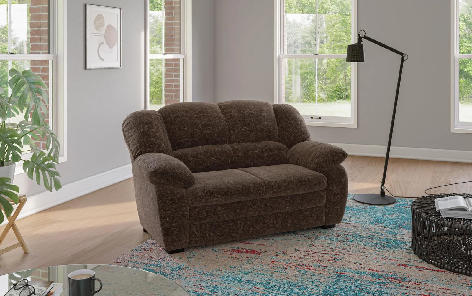 COTTA 2-Sitzer Sofa Casino mit breiten Armlehnen Dunkelbraun