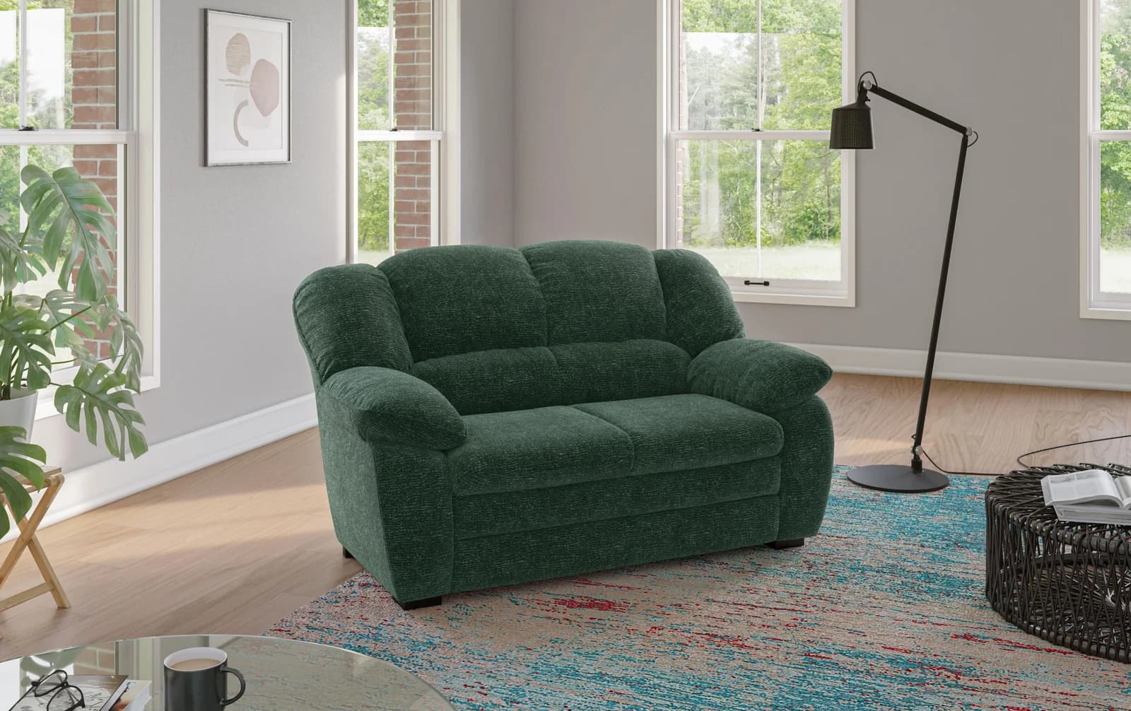 COTTA 2-Sitzer Sofa Casino dunkelgrün Chenille