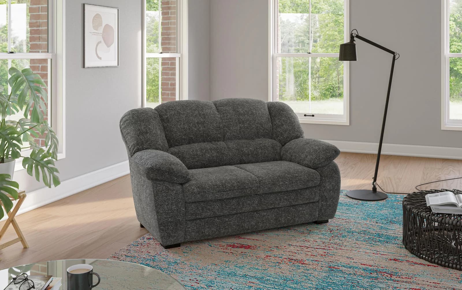 COTTA Casino Sofa 2-Sitzer Anthrazit Chenille