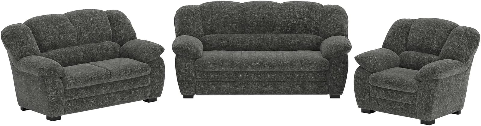 COTTA Polstergarnitur Casino 3-tlg. Set Sofa anthrazit Chenille