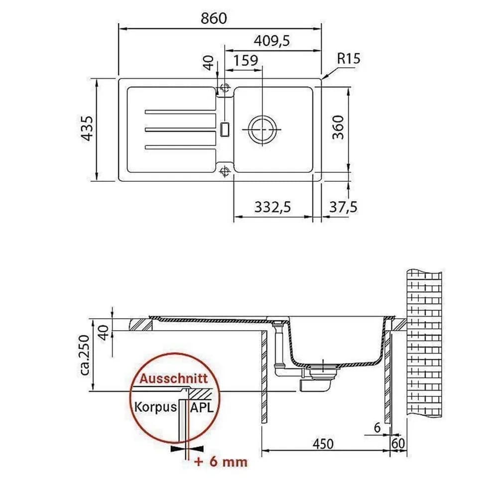 FRANKE Einbauspüle Strata STG 614-86 Fragranit+ Grau - Bild 3