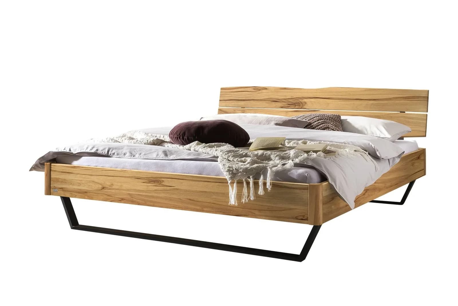 Holzbett HASENA FOSSOLI Massivholz Metallkufen