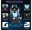 Hoffree Gaming-Stuhl Ergonomisch PC Gamer Stuhl, Schreibtischstuhl für Kinder Teenager (mit Fußstütze, Lendenstützkissen, Kopfstütze, 338 dynamische Lichteffekte), höhenverstellbar, bis 159kg Bild 1