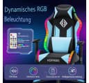 Hoffree Gaming-Stuhl Ergonomisch PC Gamer Stuhl, Schreibtischstuhl für Kinder Teenager (mit Fußstütze, Lendenstützkissen, Kopfstütze, 338 dynamische Lichteffekte), höhenverstellbar, bis 159kg Bild 3