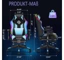 Hoffree Gaming-Stuhl Ergonomisch PC Gamer Stuhl, Schreibtischstuhl für Kinder Teenager (mit Fußstütze, Lendenstützkissen, Kopfstütze, 338 dynamische Lichteffekte), höhenverstellbar, bis 159kg Bild 4