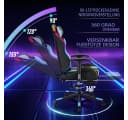 Hoffree Gaming-Stuhl Ergonomisch PC Gamer Stuhl, Schreibtischstuhl für Kinder Teenager (mit Fußstütze, Lendenstützkissen, Kopfstütze, 338 dynamische Lichteffekte), höhenverstellbar, bis 159kg Bild 5