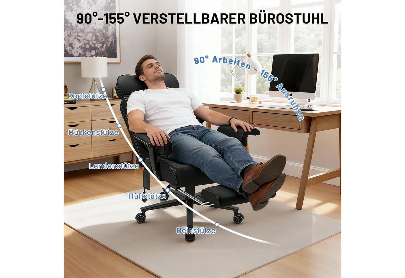 MECO Bürostuhl XXL Ergonomischer Drehstuhl bis 227kg - Bild 3