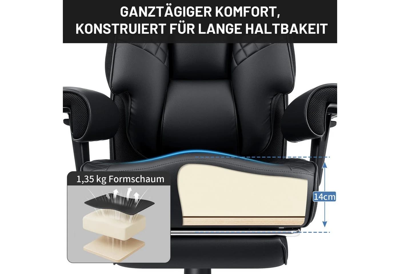 MECO Bürostuhl XXL Ergonomischer Drehstuhl bis 227kg - Bild 5
