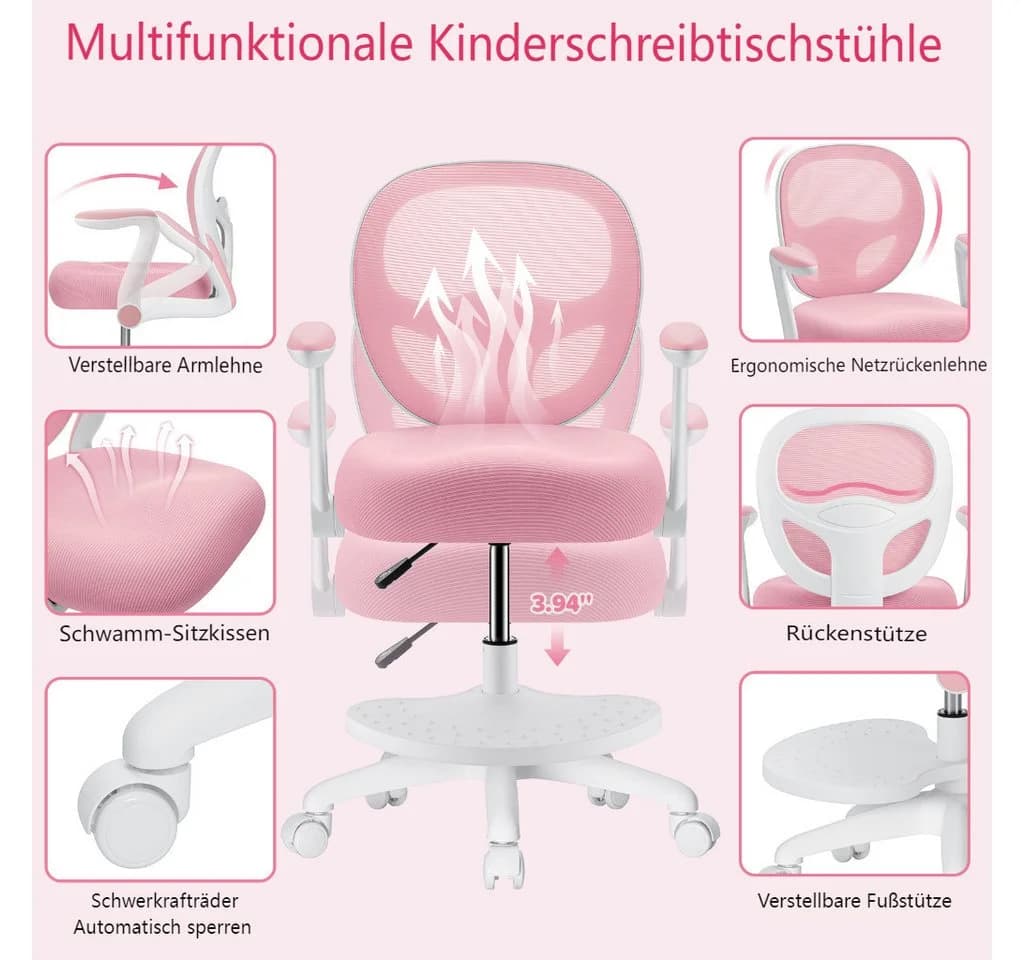 Insma Kinder Schreibtischstuhl Ergonomisch Höhenverstellbar - Bild 3
