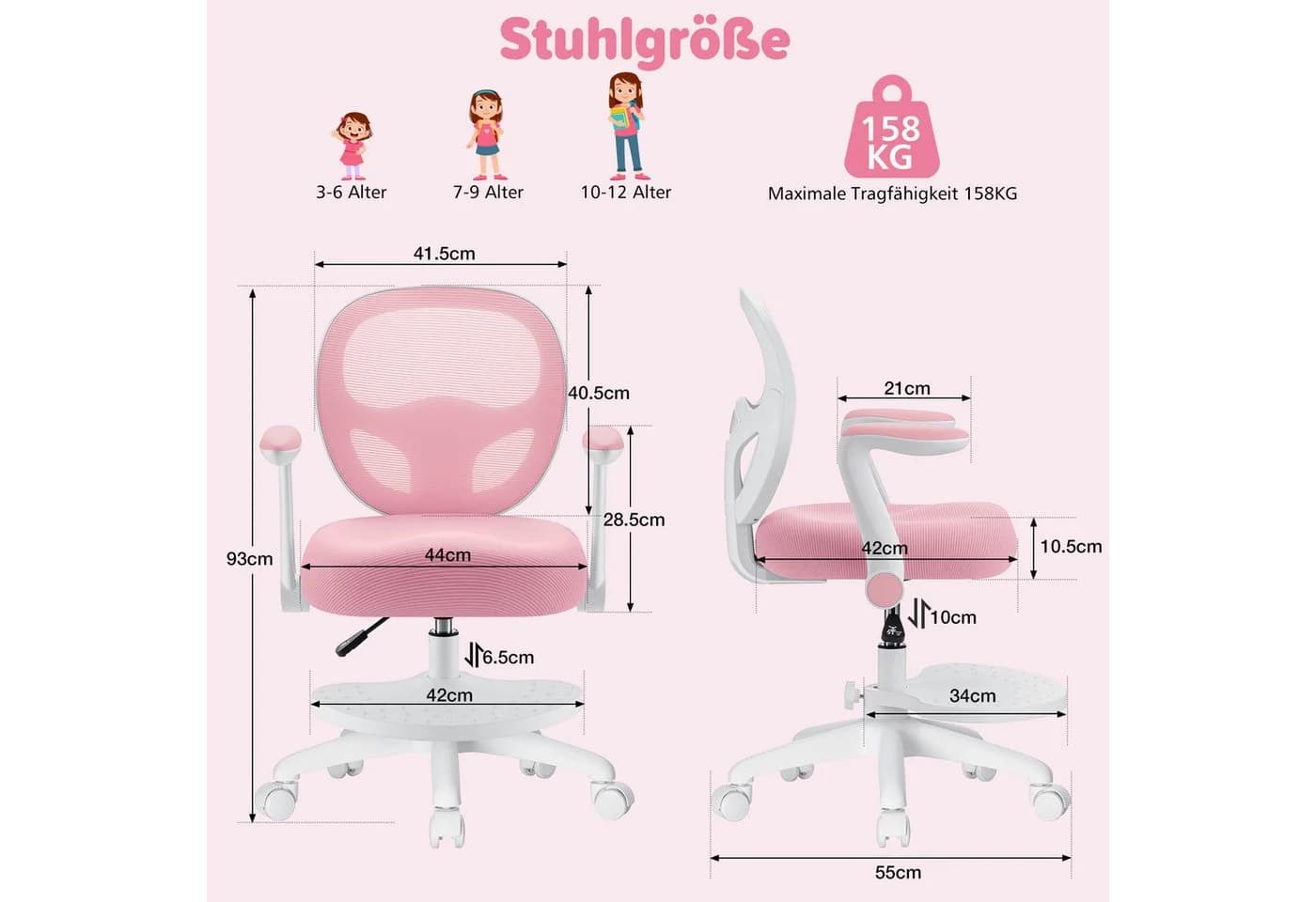 Insma Kinder Schreibtischstuhl Ergonomisch Höhenverstellbar - Bild 4