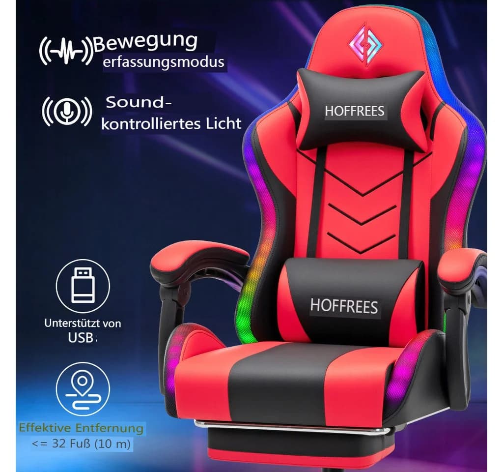 Insma Gaming-Stuhl mit Massagefunktion, RGB LED & 180° Liegefunktion - Bild 5