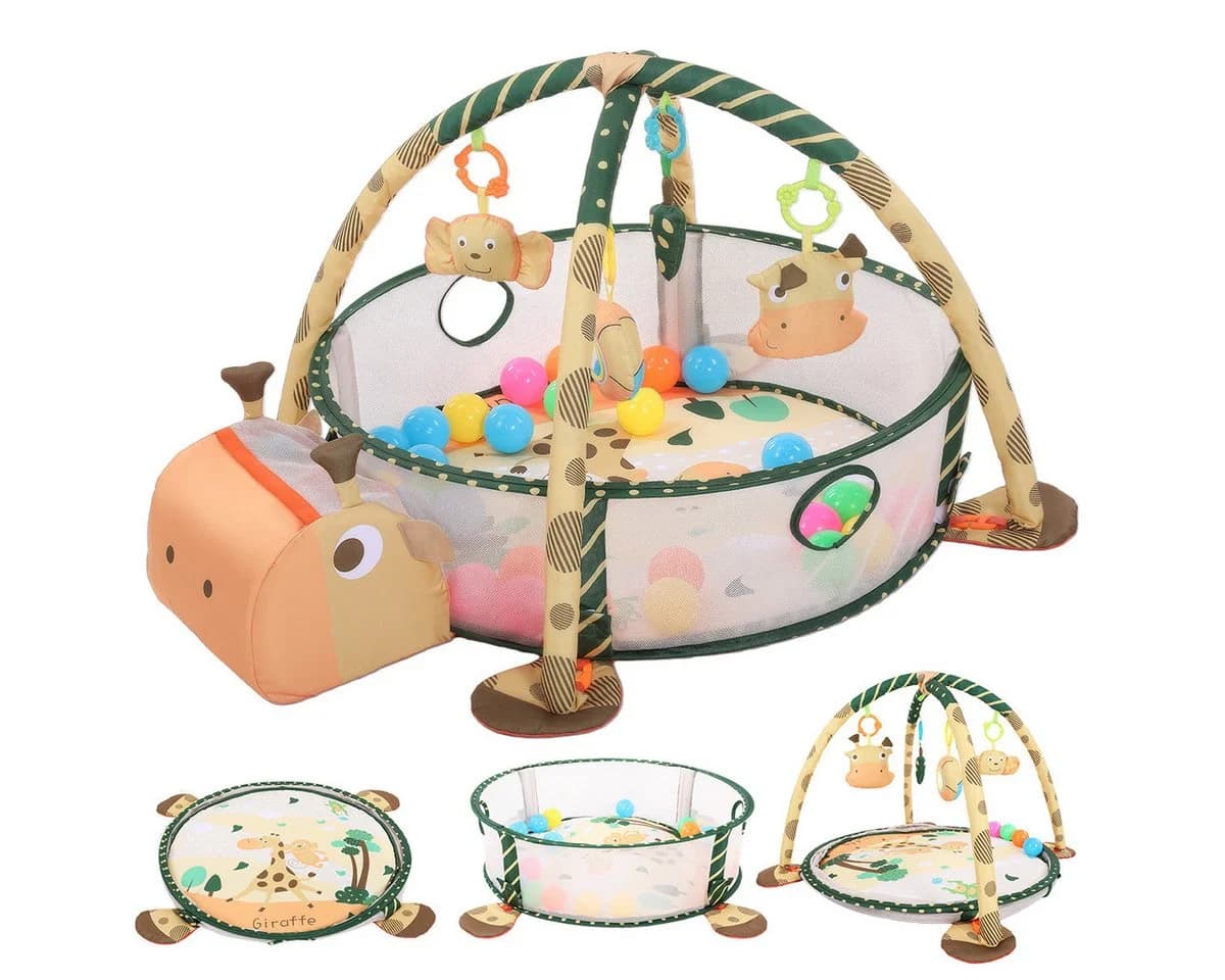 Insma 3-in-1 Baby Spielmatte mit Giraffen-Design und 30 Ozeanbällen - Bild 2