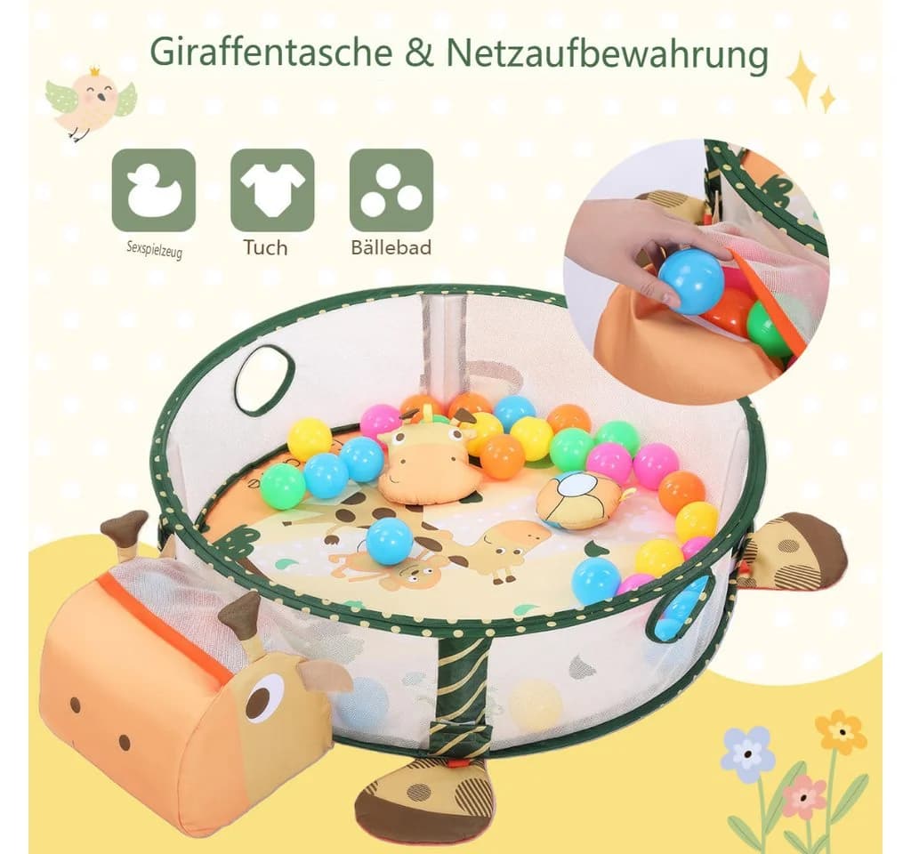 Insma 3-in-1 Baby Spielmatte mit Giraffen-Design und 30 Ozeanbällen - Bild 5