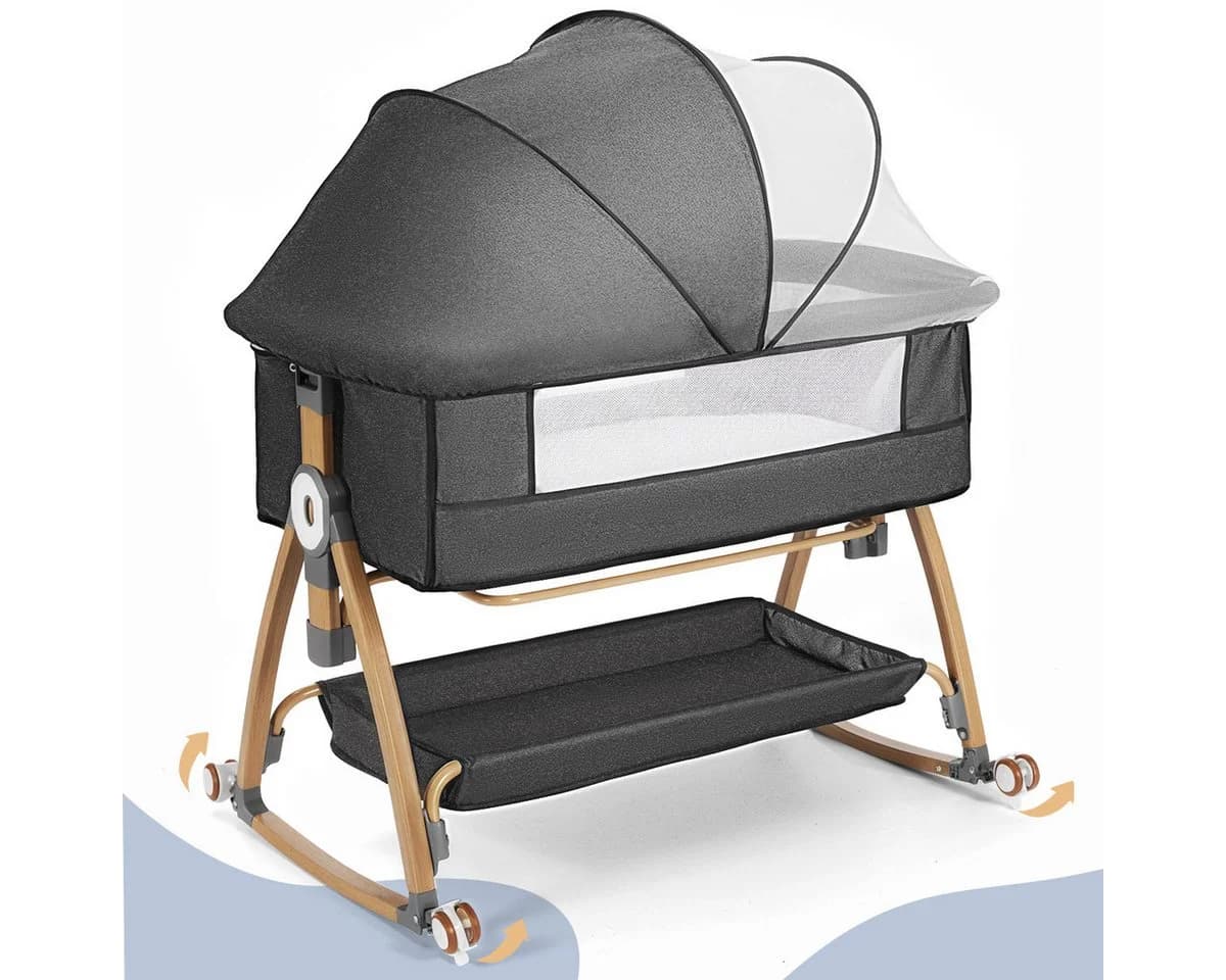 Insma Beistellbett 3 in1 Babybett grau mit Moskitonetz - Bild 2