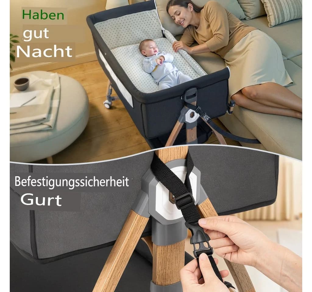 Insma Beistellbett 3 in1 Babybett grau mit Moskitonetz - Bild 5