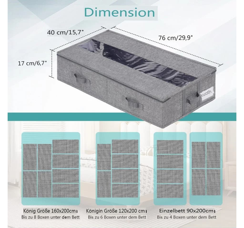 Insma Unterbettkommode 52L Aufbewahrungsbox mit Deckel 2er-Set - Bild 5