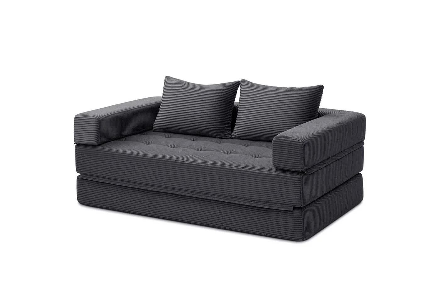 MECO 5-in-1 Schlafsofa Grau Cord 2-Sitzer - Bild 2