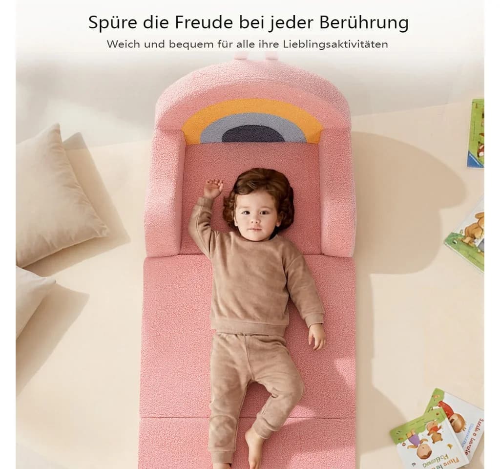 Insma 2-in-1 Kinder-Sofa Braun - Schlafsofa & Spielsofa - Bild 3
