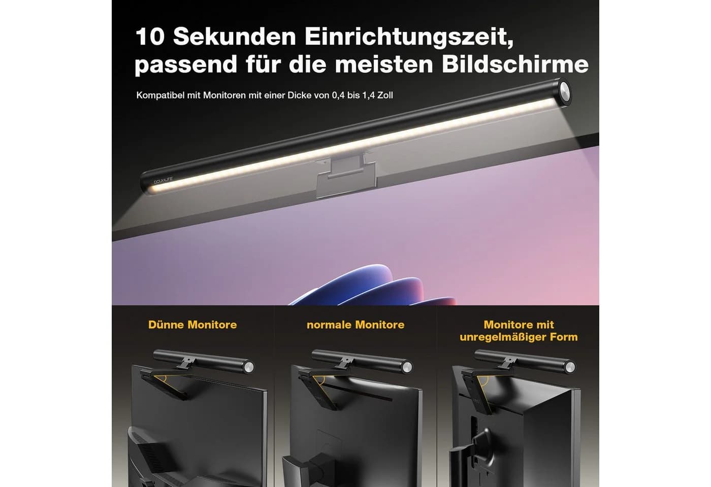 Insma LED Monitorlampe Schwarz Dimmbar mit Fernbedienung - Bild 5